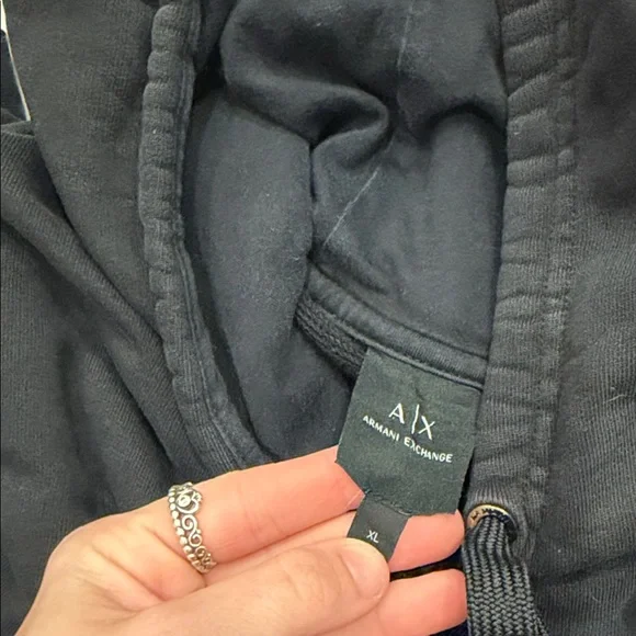A|X Armani Exchange Black Hoodie with Small Chest Logo - Picture 3 of 4